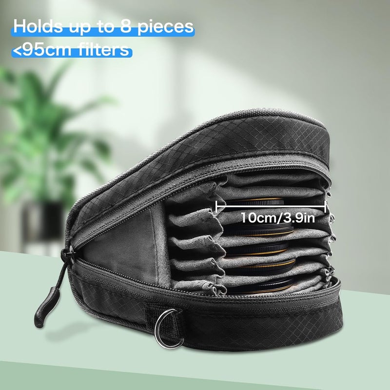 Lightdow Camera Filter Bag - Detachable 8-Slot Lens Carry Case with Belt Loop Pouch - Water-Resistant & Dustproof Design for 37mm-95mm Filters - Image 4